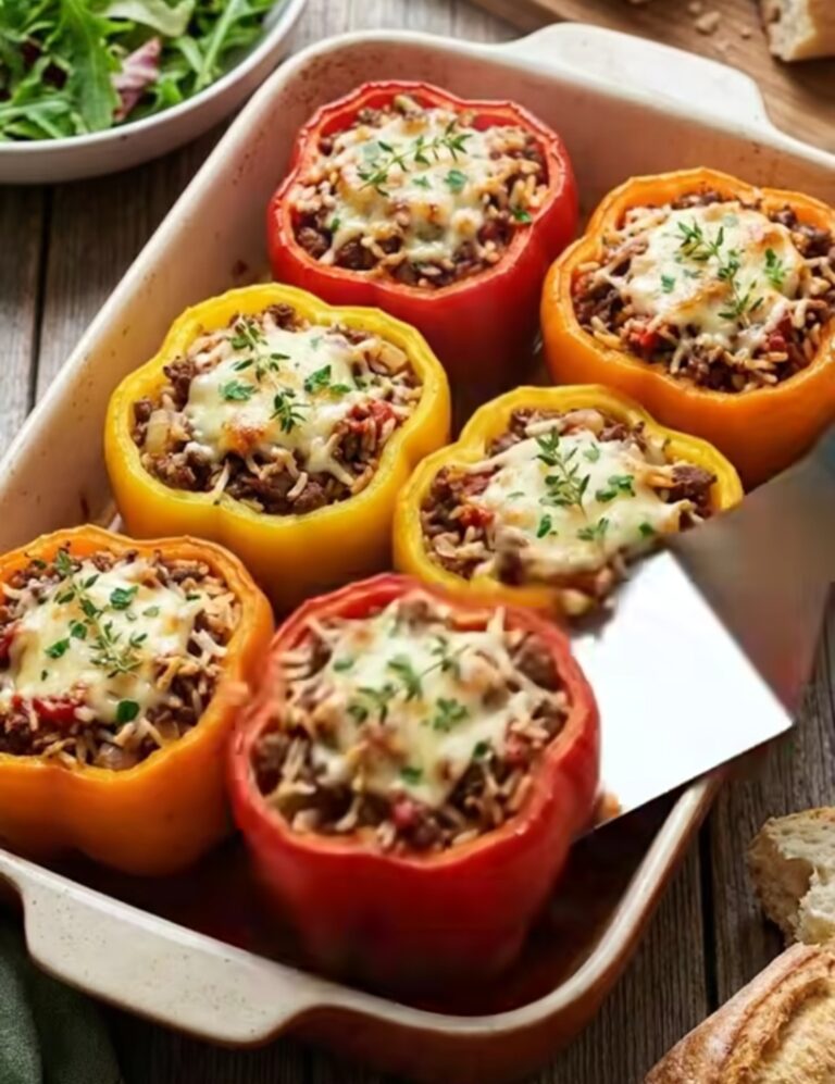 Beef and Rice Stuffed Bell Peppers