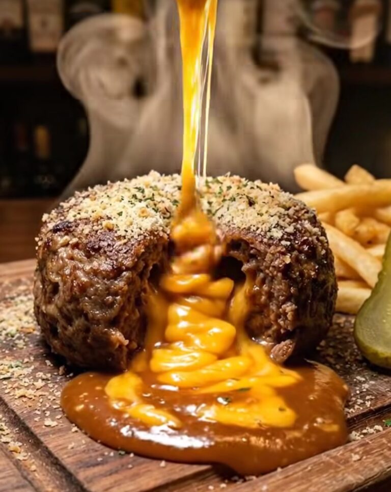 Juicy Cheeseburger with a Molten Cheese Center
