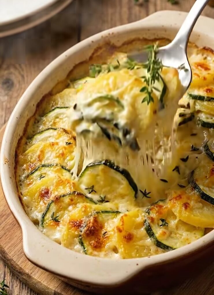 Creamy Potato and Zucchini Gratin