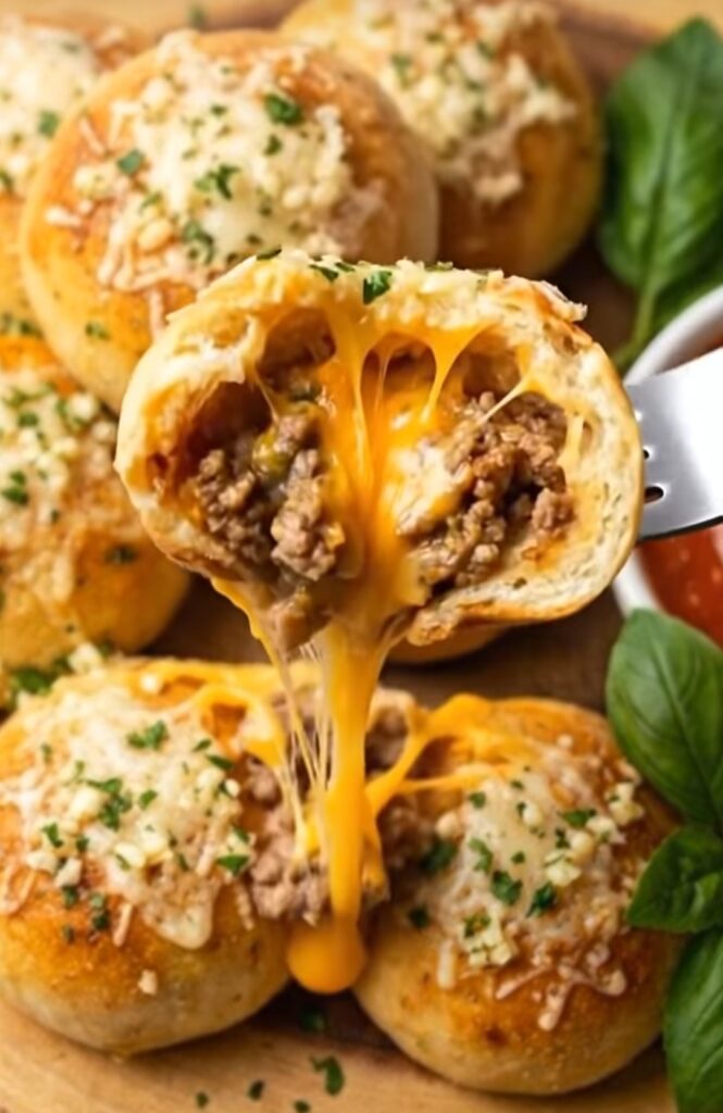 Garlic Parmesan Cheeseburger Bombs (Cheesy Stuffed Pull-Apart Bread)