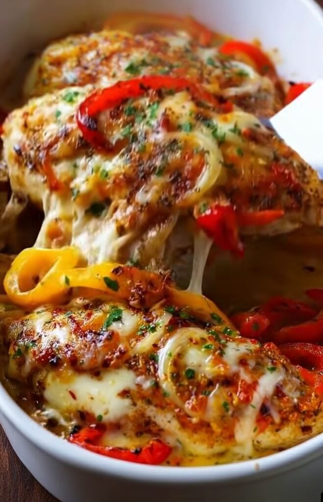 Mediterranean Chicken & Roasted Peppers Bake (Easy One-Pan Dinner)