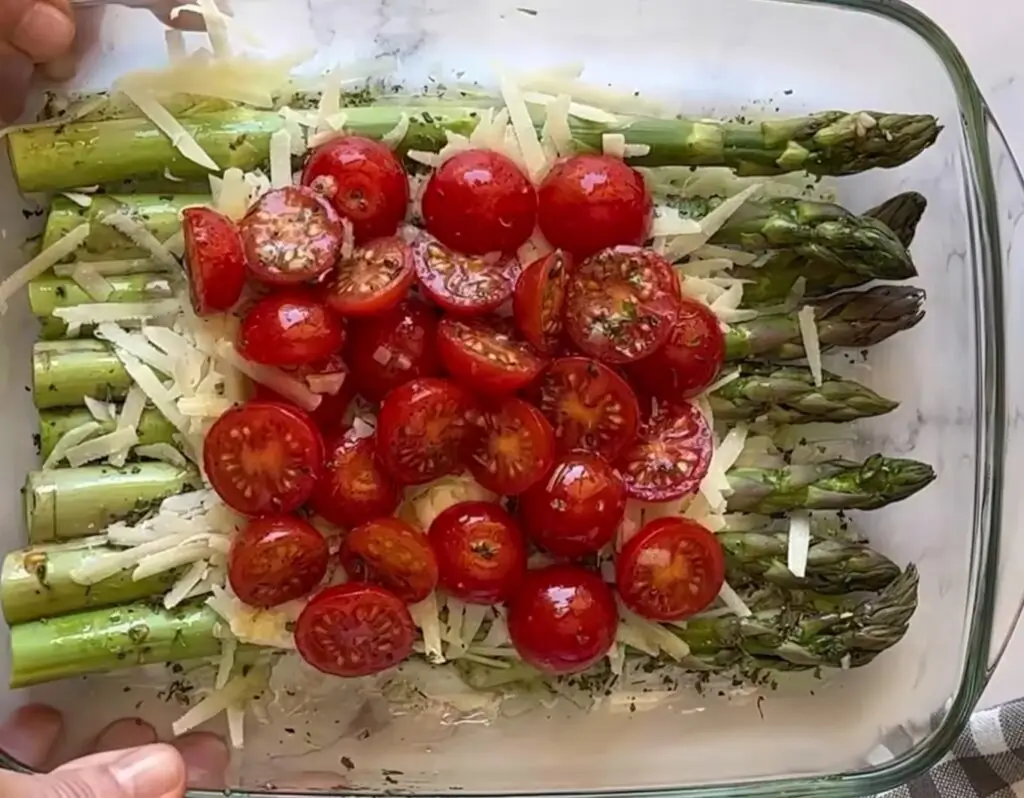 Roasted Parmesan Asparagus with Cherry Tomatoes (Easy Healthy Recipe)