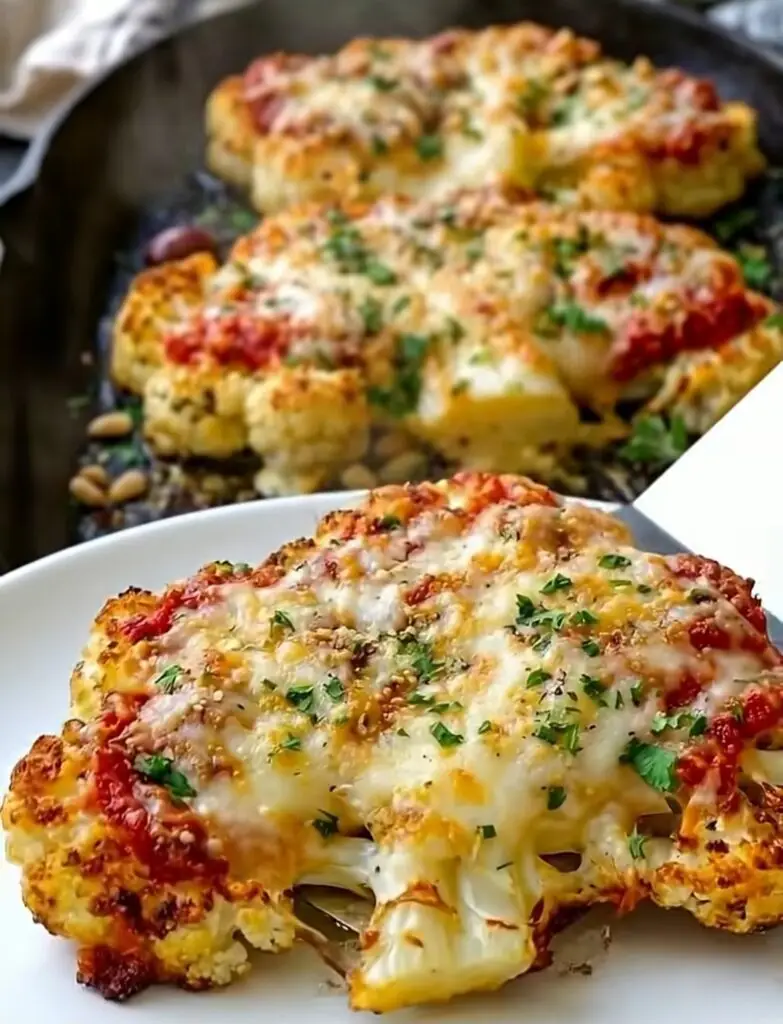 Mediterranean Cauliflower Parmesan Steaks (Crispy, Cheesy & Healthy)