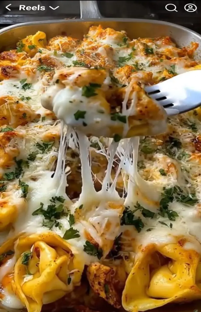 Baked Chicken Tortellini in Creamy Tomato Sauce 